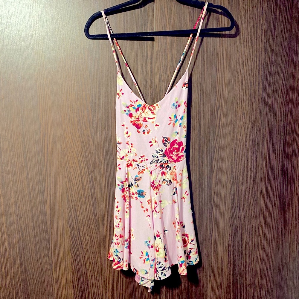 Express Floral Romper With Open Back